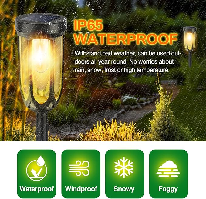 Barleit Solar Lights Outdoor 8 Pack, Solar Pathway Lights, Solar Lights Outdoor Waterproof IP65, Bright Auto On/Off Driveway Patio Light, Solar Garden Lights Landscape Lighting for Walkway Lawn Yard