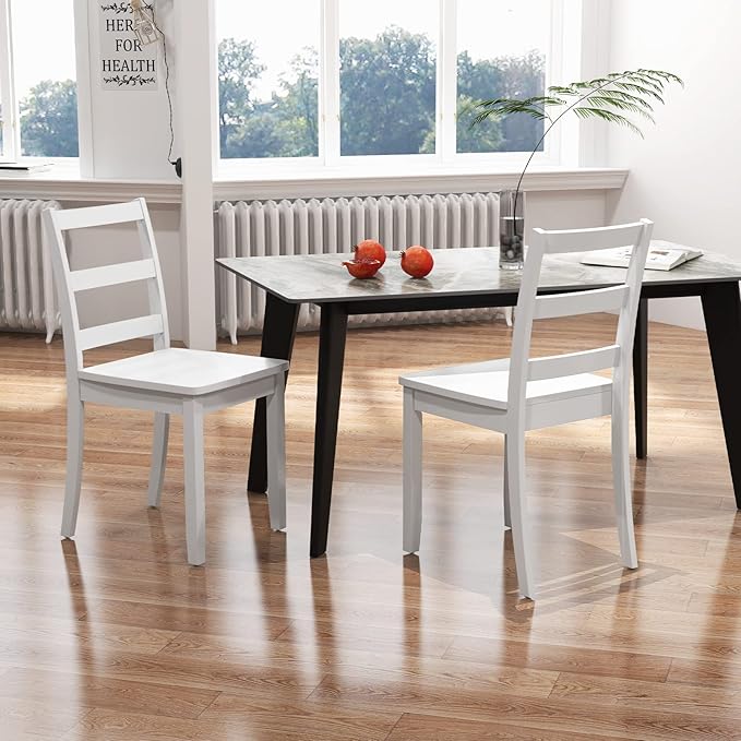 NAFORT Solid Wood Dining Chairs Set of 2, High Ladder Back Kitchen Side Chair with Max Load of 400 Lbs, Farmhouse Dining Room Chairs for Kitchen and Dining, Home Study, Restaurant