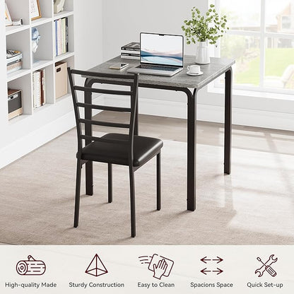 IDEALHOUSE 3-Piece Kitchen Dining Room Table Chair Set for Small Space, Indoor Modern Dinette Set for 2, Square Dinner Table Set for Dinette, Breakfast (Grey)