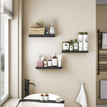 GREENDEW Floating Shelves Invisible Wall Mounted Set of 2, Retro Hanging Wall Decor Shelf 16 x 9 for Living Room, Bedroom, Bathroom, Kitchen (Black)
