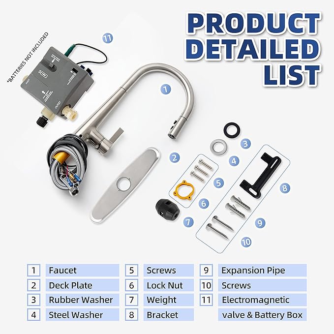 E8305xxxxx Touchless Faucets with Pull Down Sprayer, Motion Sensor Activated, 360 Degree Swivel, Brass Finish, 1.34-1.50 Inch Hole Diameter