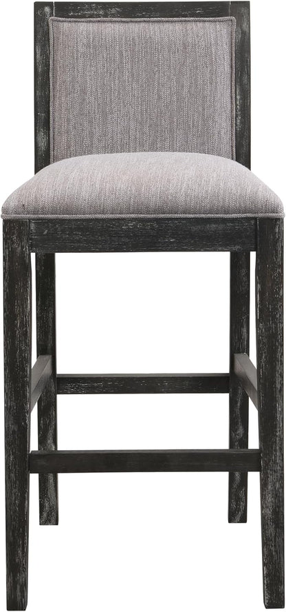 30.5 Inch Height Bar Stools Set of 2, Rubber Wood Frame,Fabric Sponge Cushion and Upholstered Barstools, Retro Bar Chairs Suitable for Kitchen Island,Bedroom,Dining Room.