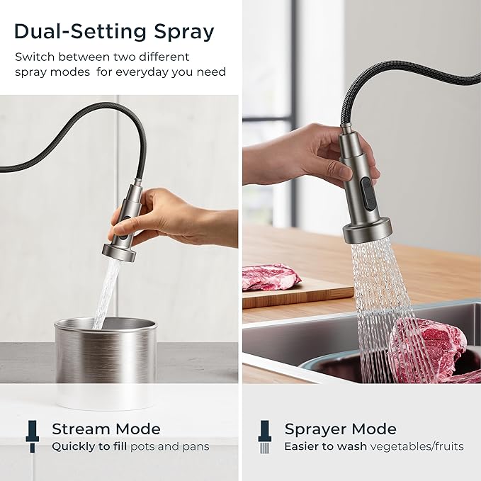 FORIOUS Touchless Kitchen Faucet with Soap Dispenser, Motion Sensor Activated Smart Sink Faucet with Pull Down Sprayer Single Handle Hands Free Contemporary for Bar & Prep Sinks, Brushed Nickel