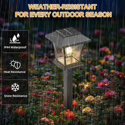 Sparkblaze 2 Pack Solar Pathway Lights Outdoor, LED Solar Yard Lights Dusk to Dawn Solar Garden Lights for Lawn, Walkway, Path & Landscape Lighting. (2, Warm White)