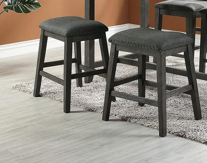 Living Room Chairs Comfy, Farmhouse Modern Counter Height Dining Stools Set of 2, Solid Wood Kitchen Island Chair with Cushioned Seat for Dining Room, Comedor Sillas，Bedroom Furniture,Gray