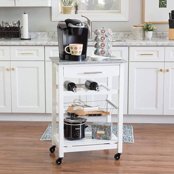 Linon Kitchen Island, White, 22.88 x 15.75 x 33.88