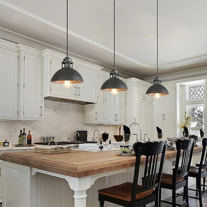 LOG BARN Pendant Lighting with Cutouts on Top, Industrial Silver Brushed Pendant Light for Kitchen Island, Dining Room and Bedroom