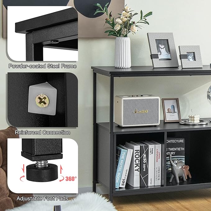 PETSITE Sideboard Buffet Table with Storage Cabinet & Shelves, Industrial Microwave Oven Stand, Coffee Bar Station, Stationary Kitchen Island Cart