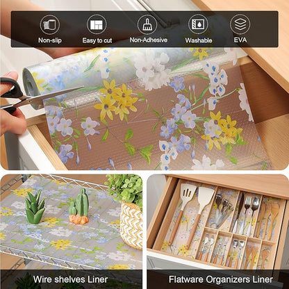 Cooyes Shelf Liner – Premium Non-Adhesive Cabinet & Drawer Liner for Kitchen – Waterproof Shelf Paper with Modern Pattern – Durable EVA Cabinet Mat – Easy to Cut （12" W x 240" L）