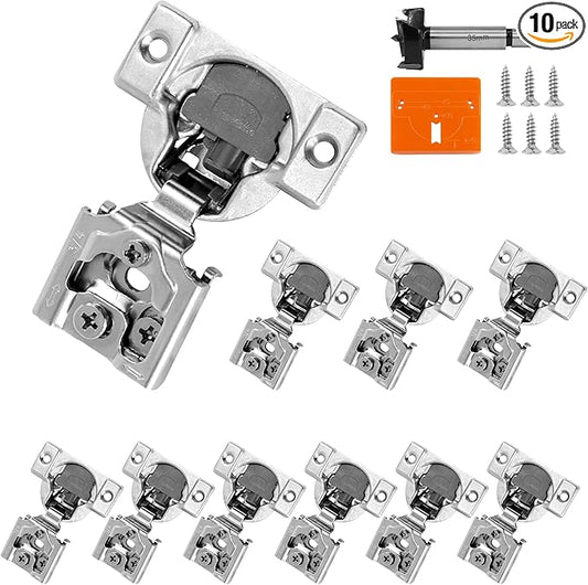 3/4 Inch Overlay Soft Close Cabinet Hinges, 10 Pack Slow Soft Close Hinges for Kitchen Cabinets Satin Nickel Hidden Self Closing Kitchen Cabinet Hinges for Cupboard