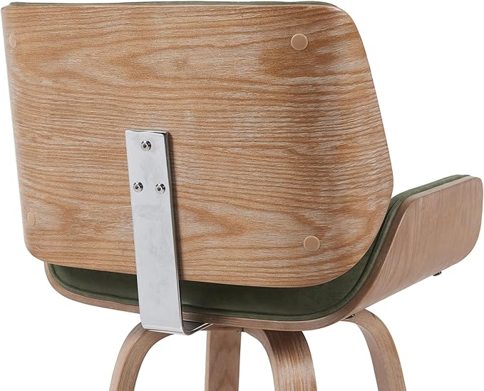 Tyler Modern Counter Height Swivel Bar Stool with White Wash Finished Wood and Vintage Green Upholstery Set of 3