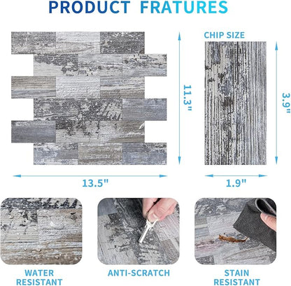 Art3d 10-Sheet Peel and Stick Backsplash PVC Wall Tile, Stickon Tile for Kitchen Backplash, Bathroom Vanities, Fireplace Decor, Laundry Table, Stair Decals in Light Rustic, Plastic-Sheets