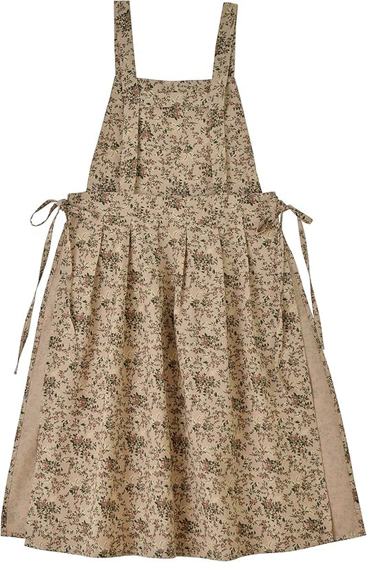 Floral Cotton Waterproof Adult Kitchen Apron Adjustable Cooking Baking Garden Chef Apron with Pocket