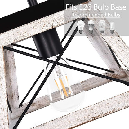 Luupyia Farmhouse Pendant Light Fixture, Height Adjustable, White Small Rustic Pendant Lighting, Farmhouse Island Lighting Fixtures Hanging for Entryway Kitchen Hallway