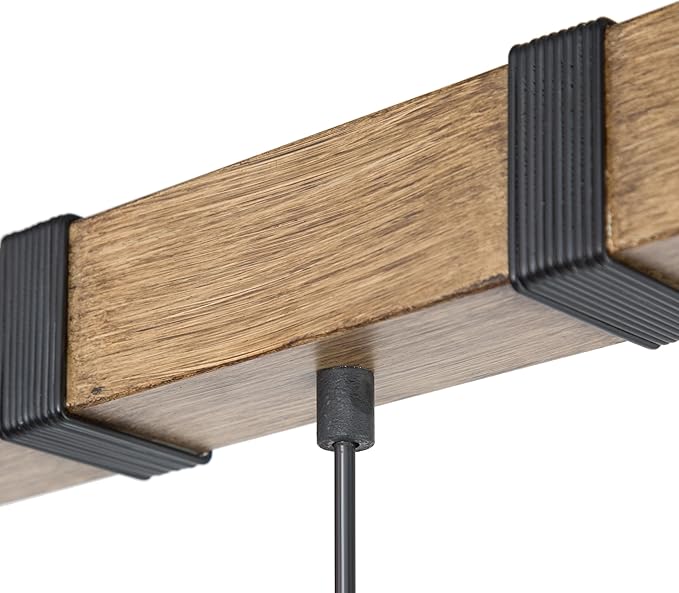 LALUZ Kitchen Island Lighting, 5-Light Farmhouse Linear Chandeliers for Dining Room, 35.5'' Rustic Faux Wood Island Lights for Kitchen