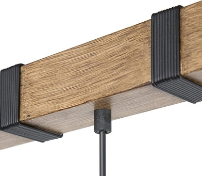 LALUZ Kitchen Island Lighting, 5-Light Farmhouse Linear Chandeliers for Dining Room, 35.5'' Rustic Faux Wood Island Lights for Kitchen
