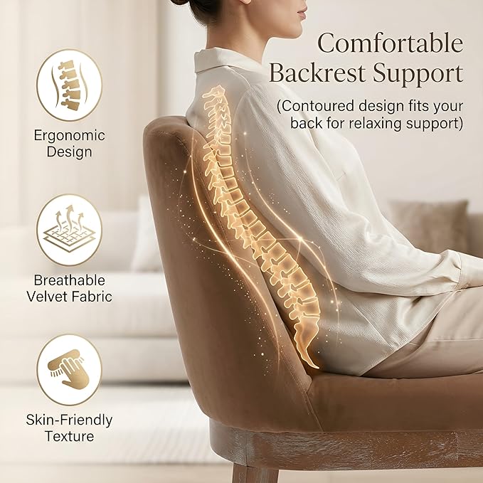 HNY Modern Dining Chairs Set of 6 with Comfortable Back Support, Farmhouse Soft Velvet Upholstered Kitchen Dining Room Chairs with Solid Wood Legs, Armless Accent Side Chairs for Living Room, Khaki