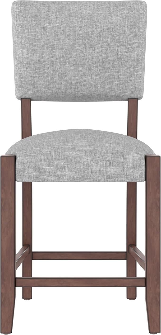Merax Mid Century Modern Dining Chair Set of 4, 40.4" H Counter Stools with Back, Grey Linen Upholstered Barstools with Solid Wood Legs, Bar Chairs for Kitchen Island Dining Room
