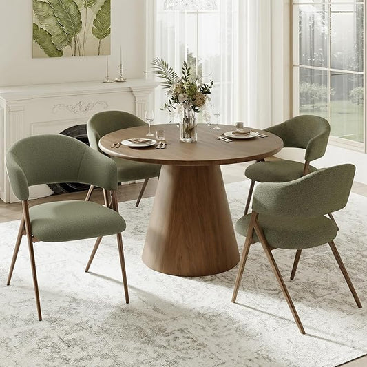 COLAMY Dining Chairs Set of 4, Mid Century Modern Dining Room Kitchen Dinner Chairs with Iron Legs, Open Back and Padded Seat, for Living Room/Bedroom/Restaurant/Cafe, Green