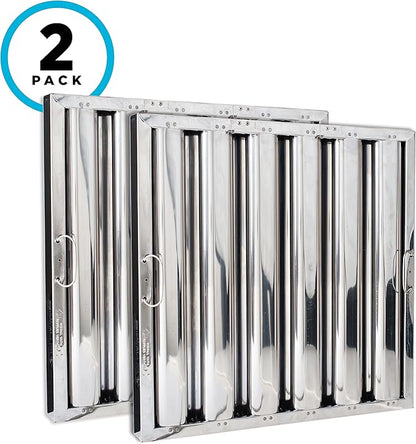 Kleen-Gard Stainless Steel Commercial Kitchen Hood Filter, Range Hood Baffle Grease Filter for Restaurant Kitchen Exhaust Hoods, 16H x 16W | Actual Size: 15.5H x 15.5W x 1.88D inches | (Pack of 2)