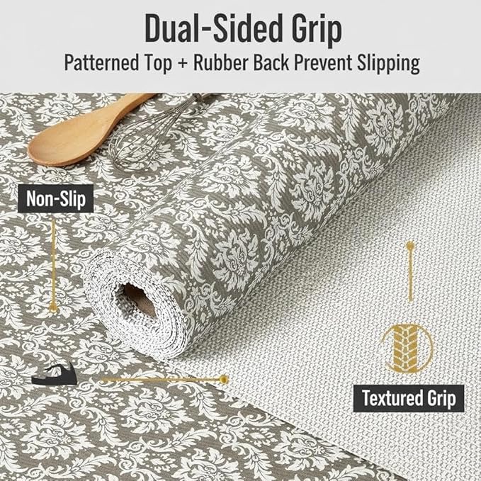 Coavas Shelf and Drawer Liner, Non Slip Extra Grip Non Adhesive Waterproof Thickened Cabinet Mat, Easy Cut for Kitchen Pantry Bathroom Dresser Cupboard (Beige Cream, 12IN x 10FT)