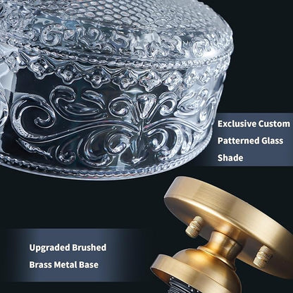 Gold Semi Flush Mount Ceiling Light, Antique Brass Ceiling Light with Glass, Indoor Close to Ceiling Light Fixture, Entryway Light Fixtures, Overhead Lighting for Hallway Kitchen Bedroom Dining Room