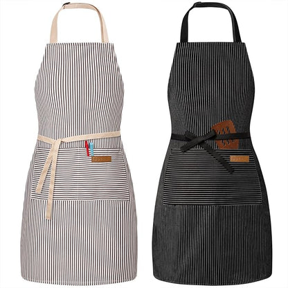 BeLuyi 2 Pack Adjustable Bib Apron with 2 Pockets Chef Cooking Kitchen Restaurant Aprons for Women Men
