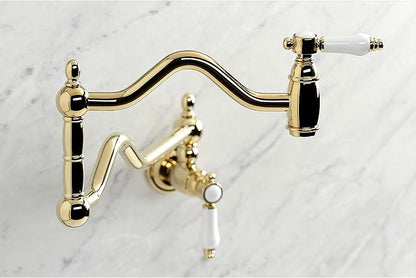 Kingston Brass KS2102BPL Bel Air Wall Mount Pot Filler, Polished Brass