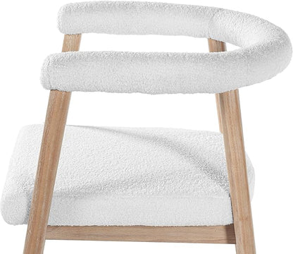 Merax 2-Piece Wooden Farmhouse Counter Height Dining Coffee Bar Stool with Durable Legs, Upholstered Cruved Dinning Arm Chair for Kitchen Island, Set of 2, Natural