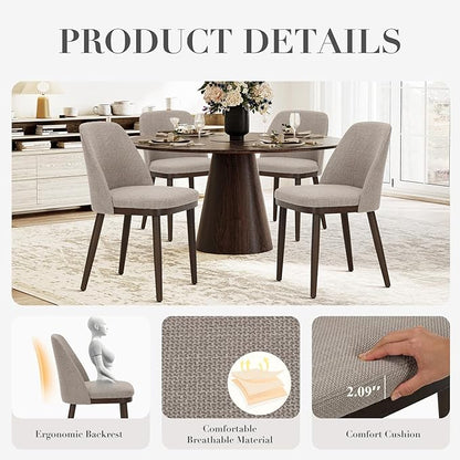 COLAMY Upholstered Dining Chairs Set of 2, Modern Kitchen Chairs with Back, Leather Side Dining Room Chairs with Wood Legs for Kitchen Dining Room Restaurant,Camel