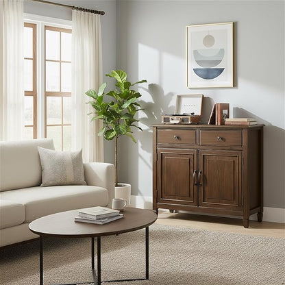 SIMPLIHOME Connaught SOLID WOOD 40 Inch Wide Traditional Storage Cabinet in Rustic Natural Aged Brown, For the Living Room, Entryway and Family Room