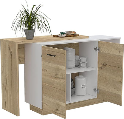 GOWE Kitchen Island Ohio, Kitchen, White/Light Oak