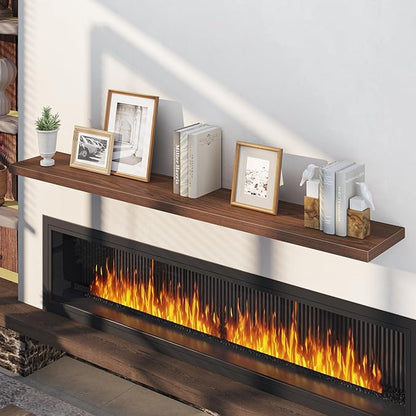 Fun Memories 72 Inch Floating Shelves, 12 Inch Deep Wall Shelf for Fireplace Mantel, Walnut Deep Storage Shelves for Home & Office, Long Floating Shelf with Invisible Bracket, Set of 1