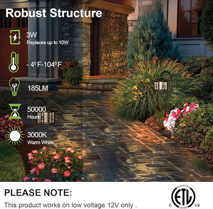 hykolity Low Voltage Outdoor Integrated LED Landscape Lighting, 3W 185LM 12V-15V Oil-Rubbed Bronze Pathway Light for Yard Lawn, Die-Cast Aluminum Construction, 4-Pack, ETL Listed