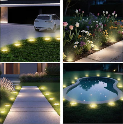 OULONGER Solar Lights Outdoor 16 Pack, Solar Garden Outdoor Waterproof Pathway Lights Bright In-Ground Lighting Decor for Lawn, Patio, Yard, Driveway, Step and Walkway Warm Lights
