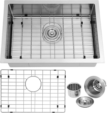 Kitsitchen RV Kitchen Sink, 23" x 16" x 7" Stainless Steel Undermount Kitchen Sinks, 23 Inch Single Bowl Kitchen Sinks with Accessories,7 inch Depth for Outdoor Camper RV Sink