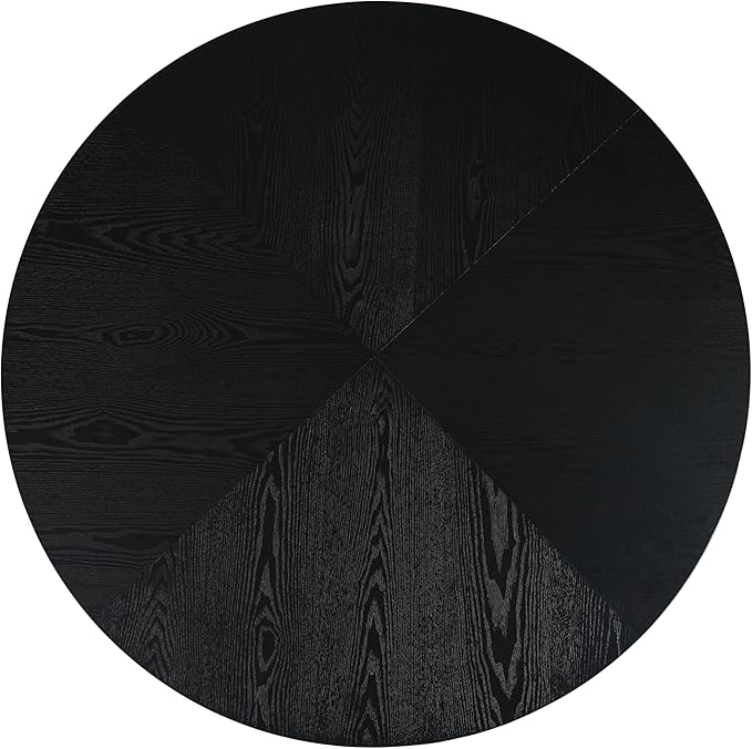 47" Round Pedestal Island Table, Rustic Dining Table with Solid Wood, Farmhouse Dining Table with Warm Vibe for Casual Meals & Gatherings, Black