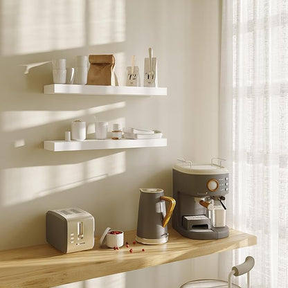 BAMEOS Floating Shelf,Wall Shelf,Decor Wall Mounted Shelves,Hanging Shelf Set L24xW6 for Bathroom Kitchen Living,Kitchen,Room Bedroom Storage,White | for Bathroom, Kitchen, Living, Room, Bedroom Storage
