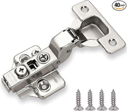 DecoBasics Inset Soft Close Cabinet Hinges for Kitchen Cabinets (40 Pcs)-105° Frameless Concealed Cabinet Door Hinge -6 Way Adjustability & Clip on Plate & Matching Screw for Easy Installation