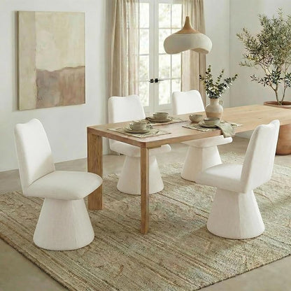 KISLOT Swivel Dining Chairs Set of 4, Modern Upholstered Dining Chair Mid Century Kitchen Chairs with High Back, 360 Degree Rotating Vanity Chair for Dining Room, Bedroom, Farmhouse, Beige