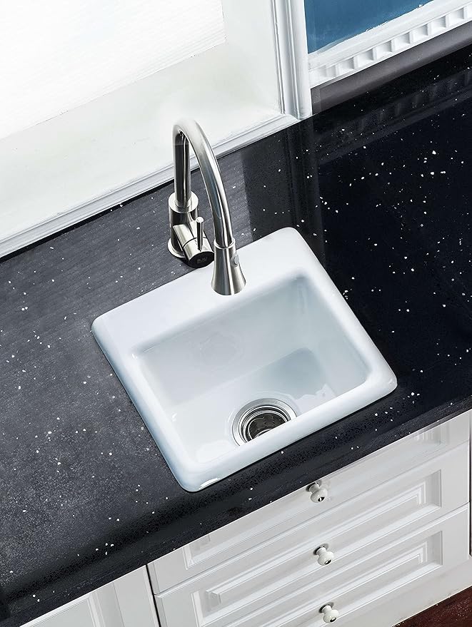 Gourmetier GCKTS15158 15X15 Single Bowl Top Mount Drop-In Kitchen Sink, White