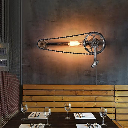 Farmhouse Rustic Wall Decor light With E26 Base Edison Retro Industrial Style Vintage Wall Lamp With 5.9Ft Wire Adjustable Plug in Cord Wall Lanterns For Farmhouse living Room Wall Decor (Bicycle)