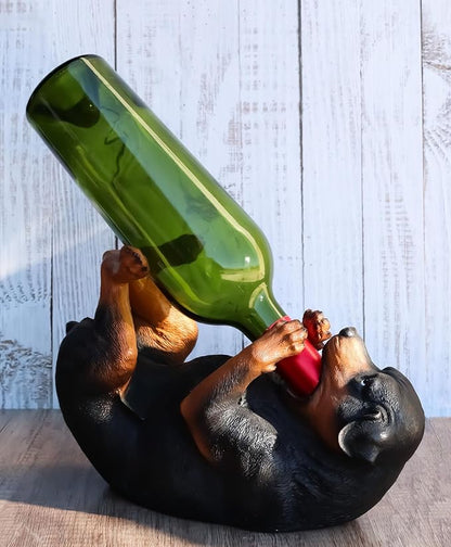 Ebros Lifelike Purebreed Pedigree Canine Adorable Rottweiler Butcher's Dog Wine Bottle Holder Figurine Statue As Kitchen Wine Cellar Centerpiece Decor Storage Organizer (Rottweiler)