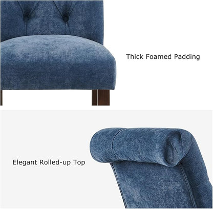 Tufted Dining Chairs Set of 4, Upholstered Parsons Dining Room Chairs, Fabric Kitchen Side Chair with Wood Legs, Blue