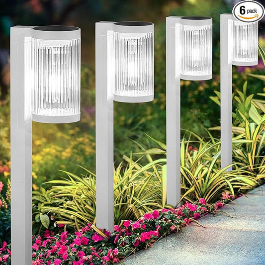 ELECLINK Solar Pathway Lights Outdoor, 6 Pack Upgraded Outdoor Solar Lights for Outside Super Bright Up to 12Hrs, IP65 Waterproof Solar Garden Lights for Yard Landscape Path Walkway Decor(Cool White)