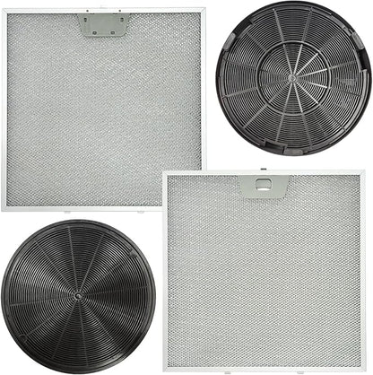 2 Pack WB02X24872 Range Vent Hood Grease Filter & 2 Pack JXCF72 WB02X24842 Charcoal Filter Compatible with GE Range Hoods JVW5301EJ1ES, JVW5301SJ1SS, JVW5301BJ1TS, JVW5301FJ1DS, JVW5301EJ2ES