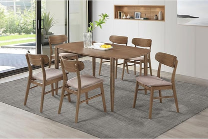 Solid Wood Dining Table Mid-Century Modern Dining Table with Rounded Edges Stylish Kitchen Table for Home Practical