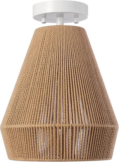 GLOBE Electric 65894 1-Light Flush Mount Ceiling Light, Matte White, Twine Shade