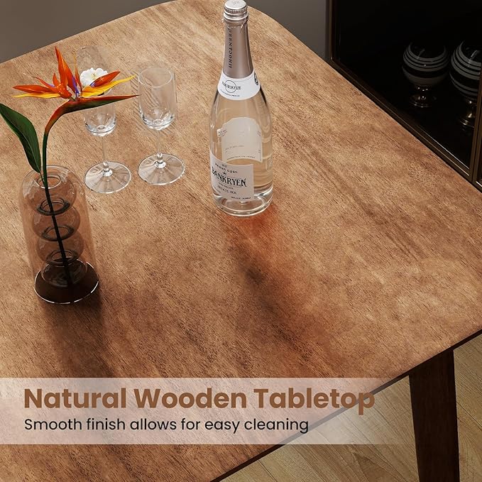 COSWTAY 36 Inch Counter Height Dining Table, Solid Rubber Wood Farmhouse Kitchen Table with Sturdy Pedestal Base, Walnut Finish