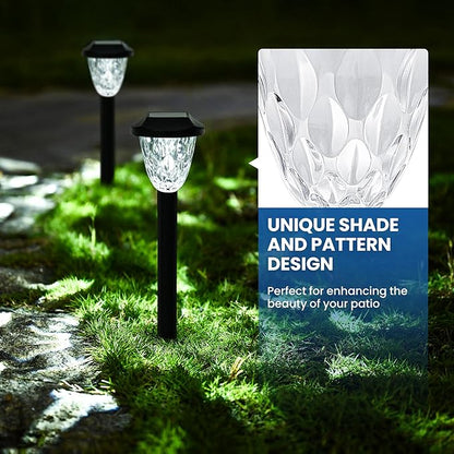 GIGALUMI 16 Pack Solar Outdoor Lights, Bright Solar Pathway Lights with Great Pattern, Waterproof Auto On/Off Light for Outside Garden Walkway Driveway Lawn Pathway
